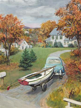 ARTHUR GETZ (1913-1996) Car Towing Sailboat. * Sweeping Up After 5th Avenue Wedding. [NEW YORKER COVER]